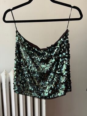Topshop Iridescent Green Sequin Skirt